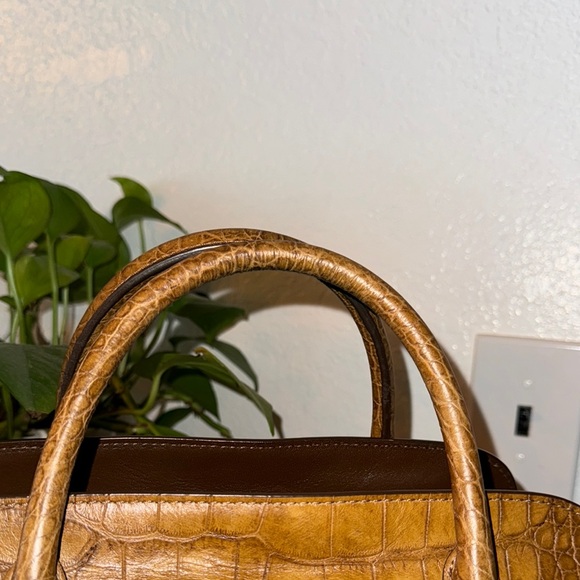 Michael Kors Brown Crocodile-Embossed Satchel Handbag - Picture 3 of 16